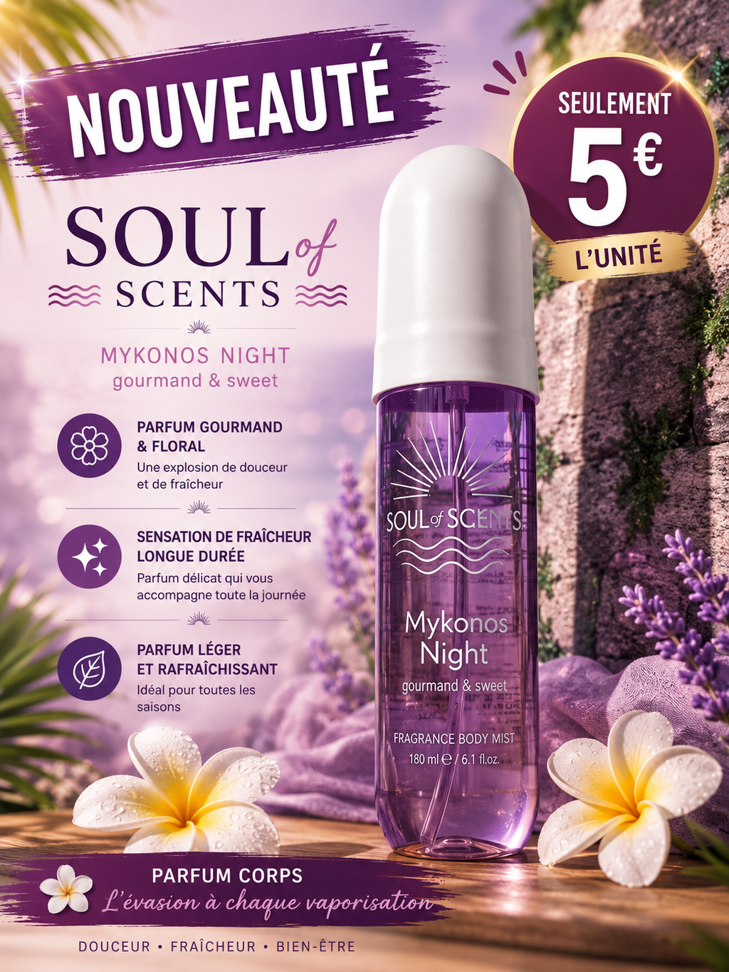 Brume Parfumée Corps & Cheveux Soul of Scents 180 ml – Amalfi Coast, Mykonos Night & Ibiza Sunset